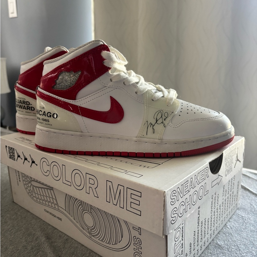 Jordan Kids Red and White High-Top Sneakers